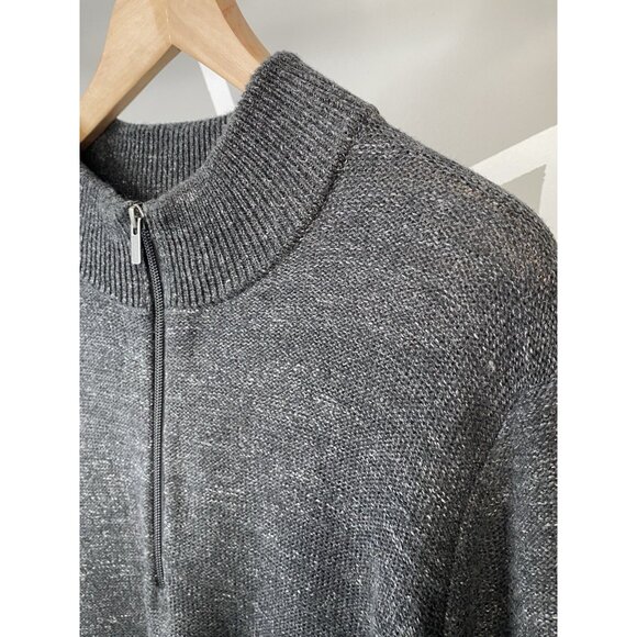 LL Bean Organic Cotton ¼ Zip Sweater Men’s L Reg Pullover Heathered Charcoal - Picture 3 of 16